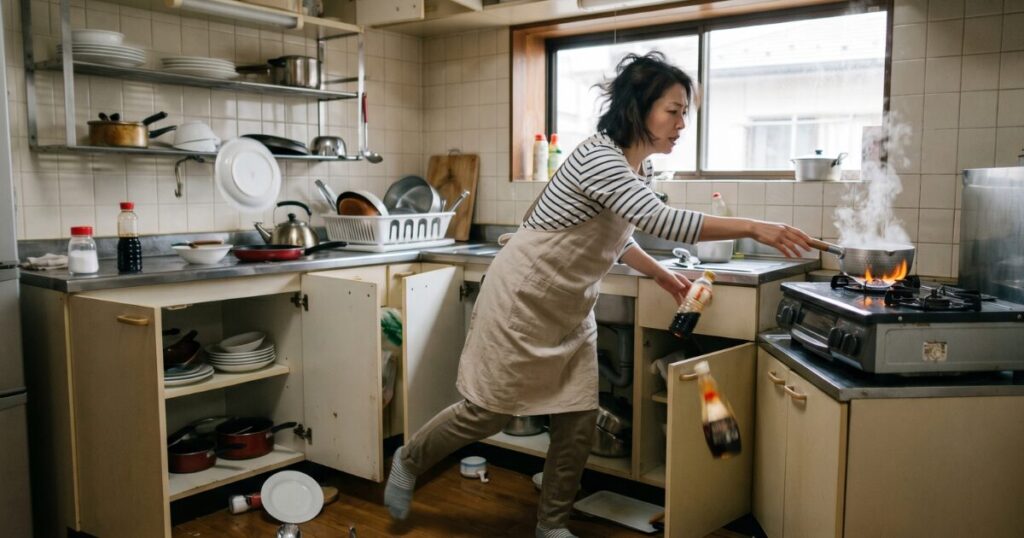 揺れている最中に無理に火を消しに行く